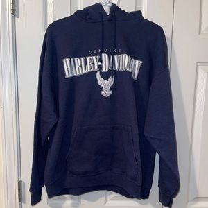 EUC Harley-Davidson Navy Blue Hoodie size Large.
